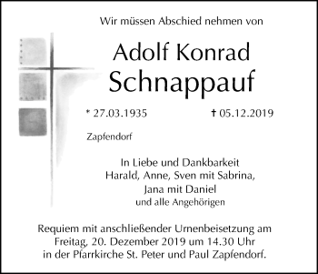 Anzeige von Adolf Konrad Schnappauf von MGO