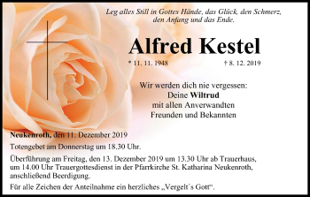 Anzeige von Alfred Kestel von MGO