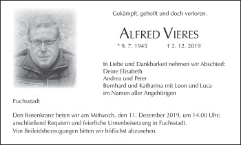 Anzeige von Alfred Vieres von MGO
