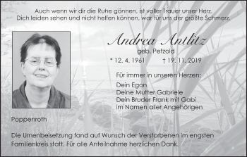 Anzeige von Andrea Antlitz von MGO