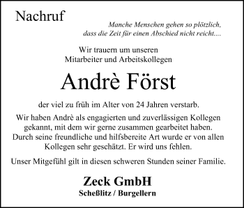 Anzeige von Andrè Först von MGO