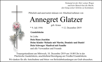 Anzeige von Annegret Glatzer von MGO