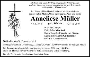 Anzeige von Anneliese Müller von MGO