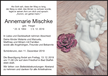 Anzeige von Annemarie Mischke von MGO