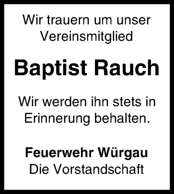Anzeige von Baptist Rauch von MGO