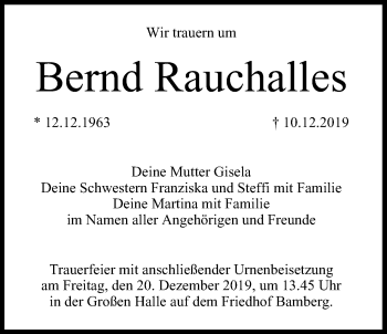Anzeige von Bernd Rauchalles von MGO