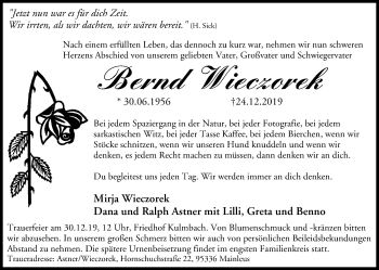 Anzeige von Bernd Wieczorek von MGO