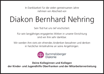 Anzeige von Bernhard Nehring von MGO