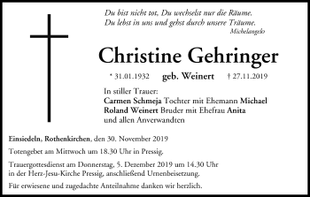 Anzeige von Christine Gehringer von MGO