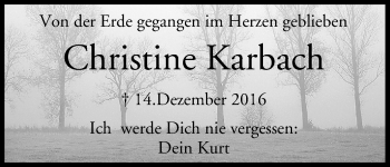 Anzeige von Christine Karbach von MGO