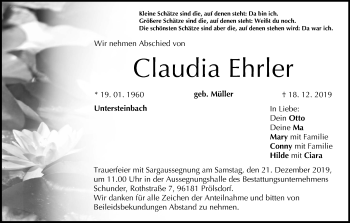Anzeige von Claudia Ehrler von MGO