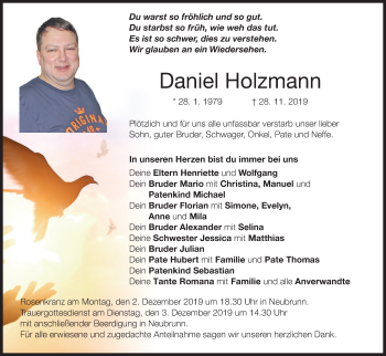 Anzeige von Daniel Holzmann von MGO