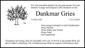 Anzeige von Dankmar Gries von MGO
