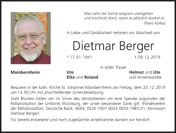 Anzeige von Dietmar Berger von MGO