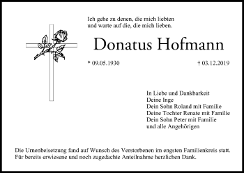 Anzeige von Donatus Hofmann von MGO