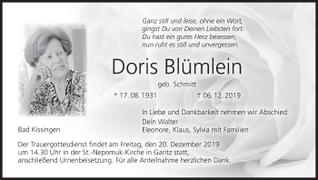 Anzeige von Doris Blümlein von MGO