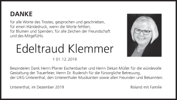 Anzeige von Edeltraud Klemmer von MGO