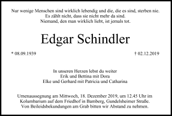 Anzeige von Edgar Schindler von MGO