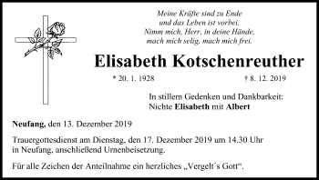 Anzeige von Elisabeth Kotschenreuther von MGO