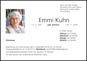 Anzeige von Emmi Kuhn von MGO