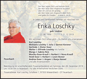 Anzeige von Erika Loschky von MGO