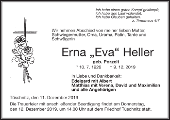 Anzeige von Erna Eva Heller von MGO