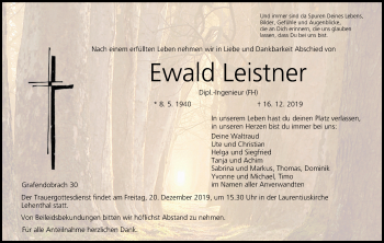 Anzeige von Ewald Leistner von MGO