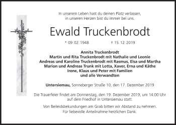 Anzeige von Ewald Truckenbrodt von MGO