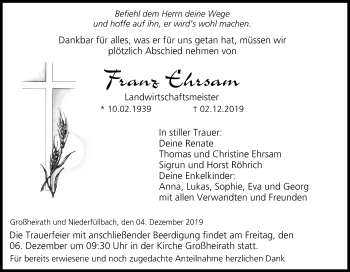 Anzeige von Franz Ehrsam von MGO