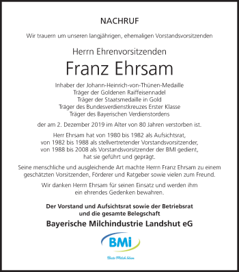 Anzeige von Franz Ehrsam von MGO