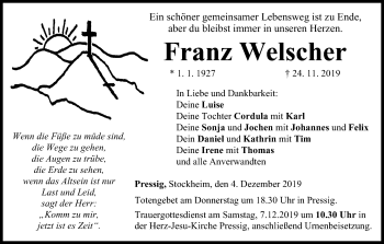 Anzeige von Franz Welscher von MGO