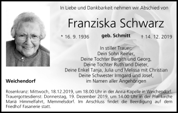 Anzeige von Franziska Schwarz von MGO