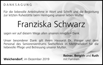 Anzeige von Franziska Schwarz von MGO