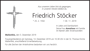 Anzeige von Friedrich Stöcker von MGO