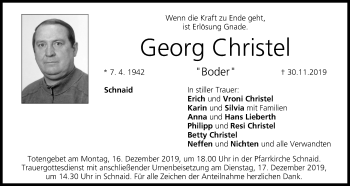 Anzeige von Georg Christel von MGO
