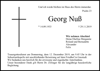 Anzeige von Georg Nuß von MGO