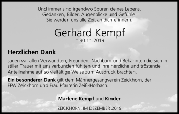 Anzeige von Gerhard Kempf von MGO