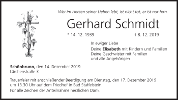 Anzeige von Gerhard Schmidt von MGO
