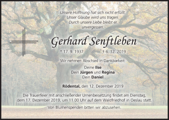 Anzeige von Gerhard Senftleben von MGO