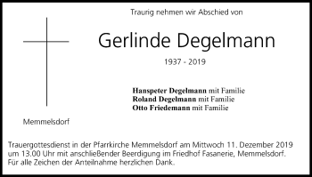 Anzeige von Gerlinde Degelmann von MGO