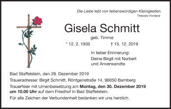 Anzeige von Gisela Schmitt von MGO