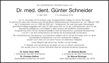 Anzeige von Günter Schneider von MGO