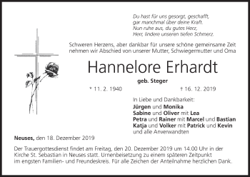 Anzeige von Hannelore Erhardt von MGO