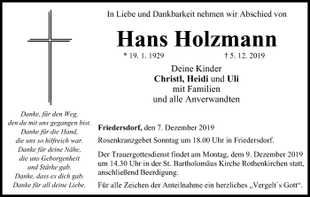 Anzeige von Hans Holzmann von MGO