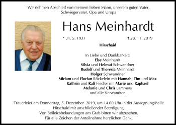 Anzeige von Hans Meinhardt von MGO