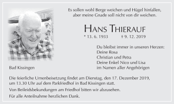 Anzeige von Hans Thierauf von MGO