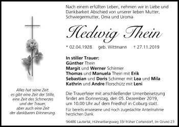 Anzeige von Hedwig Thein von MGO