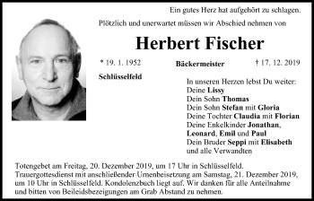 Anzeige von Herbert Fischer von MGO