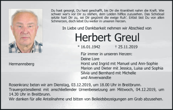 Anzeige von Herbert Greul von MGO