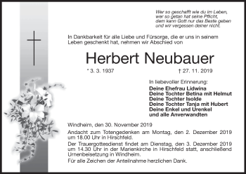 Anzeige von Herbert Neubauer von MGO